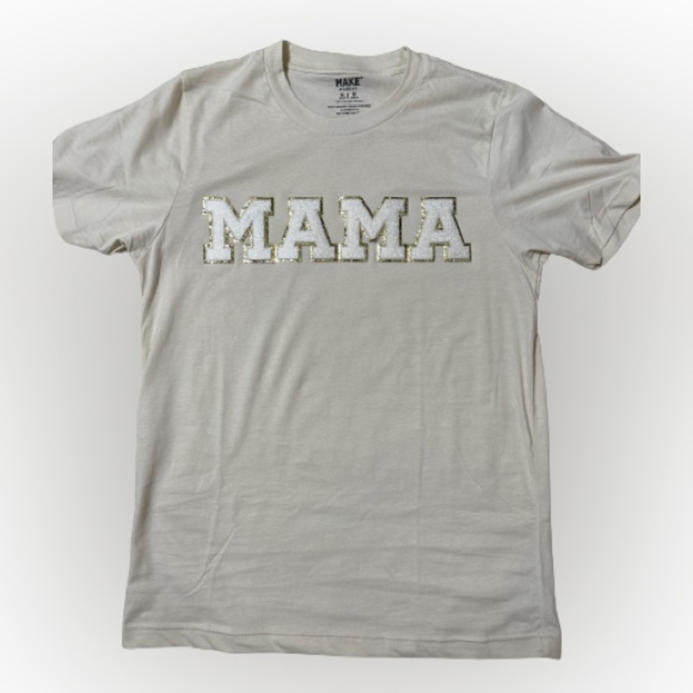 Mama iron on patch short sleeve shirt